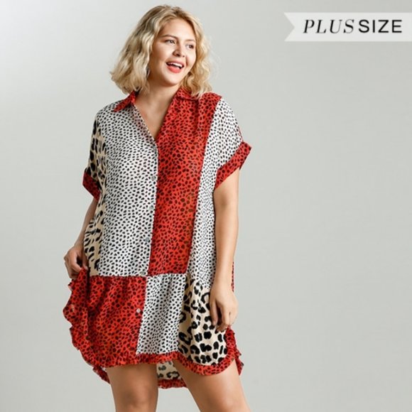 Umgee Dresses & Skirts - Umgee Plus Red Mix Animal Dress NWT XL